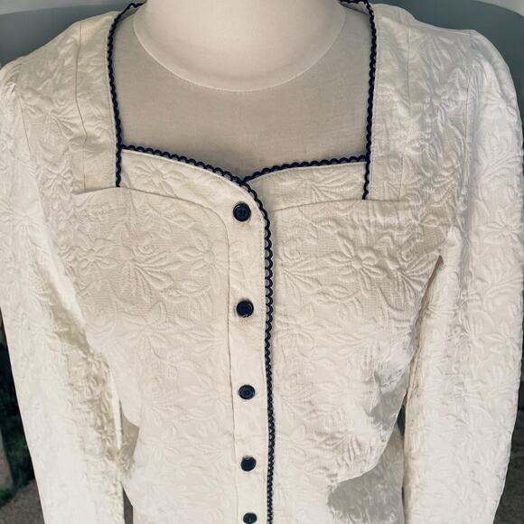 Dazy Floral Textured Blouse Jacket M Coquette Cottagecore Old Money Romantic - Picture 6 of 6